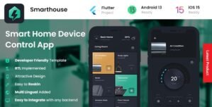 2 App Template | Smart Home App | Iot App | Home control App | Home automation App | Smarthouse