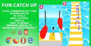3D Fun Catch Up. Mobile, Html5 Game .c3p (Construct 3)
