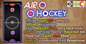 Air Hockey Game with Powerups and Coins, Admob Integrated