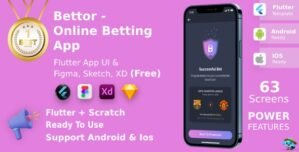 Bettor – Sports, E-sports Casinos Game | Flutter | Figma + Sketch + XD FREE | Life Time Update