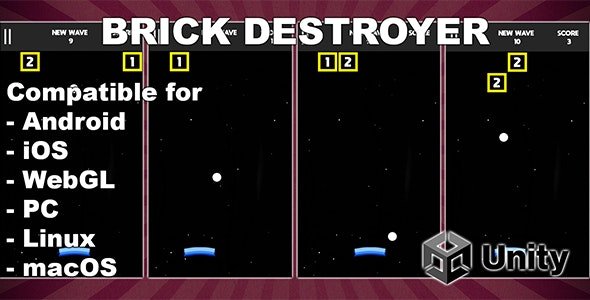 Brick Destroyer - Unity Endless Game - Ready For Release - Android, iOS, WebGL