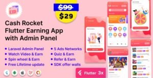 Cash Rocket – Flutter Online Earning App with Admin Panel
