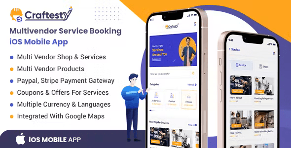 Craftesty - Service Appointment Booking Handyman B2B Script (Multivendor Shops Services Booking)