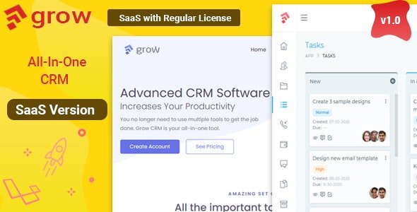 Grow CRM SaaS - Laravel Project Management - Multitenancy