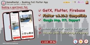 HomeRental – Booking Properties Full Flutter App with Chat | GetX | Web Admin Panel