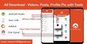 Insta, TikTok, Likee, FB, Whatsapp, Twitter With editing tools – Firebase| Admob | Onesignal