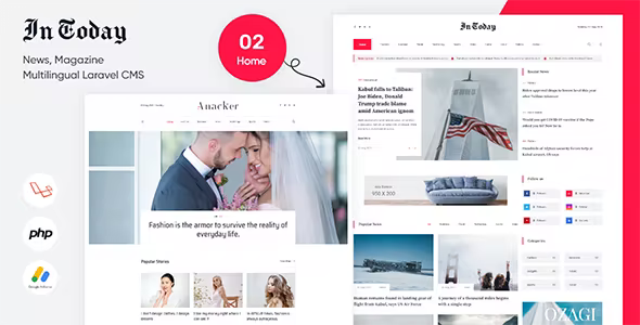 Intoday - News, Magazine Multilingual Laravel CMS 1.0.3