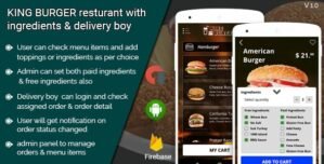 KING BURGER restaurant with Ingredients & delivery boy full android