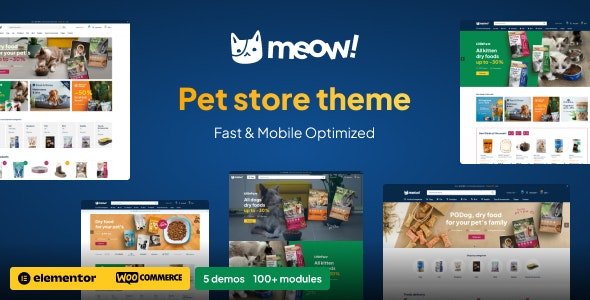 Meow! - Pet Care Pet Shop Elementor WordPress WooCommerce Theme