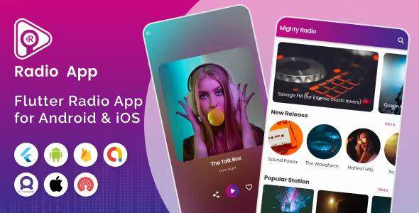 Mighty Radio - Flutter radio streaming app with php backend 3.0