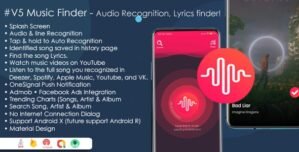 Music Finder – Audio Lyrics Recognition, Trending Search Music, Shazam Clone with Admob