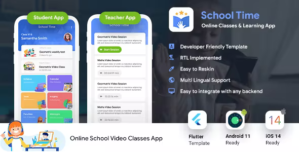 Online Class & School App | Coaching App Template | Android + iOS | Flutter 2 | School Time