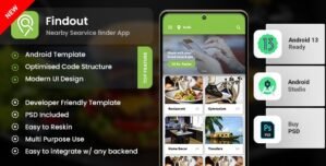 Place Finder, Restaurant Service Finder, NearBy Android App Template (XML Code in Android Studio)