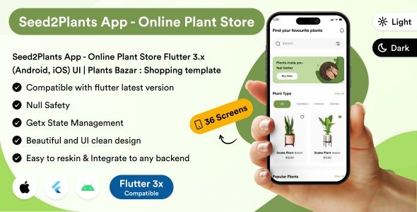 Seed2Plants App - Online Plant Store Flutter 3.x (Android, iOS) UI app | Plants Bazar : Shopping App