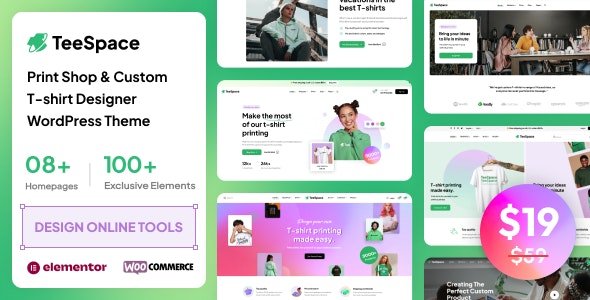TeeSpace - Print Custom T-shirt Designer WordPress theme 1.0.4