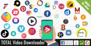 Total Video Downloader Without Watermark Status Saver App + video downloader browser (100+ sources)