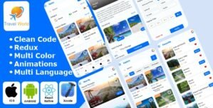 Travel World -Tour Travel | Travel Planner | Holiday Booking React Native iOS/Android App Template