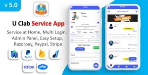 U Clab Service App – Service At Home – Payment Gateways Integrated – Multi Login